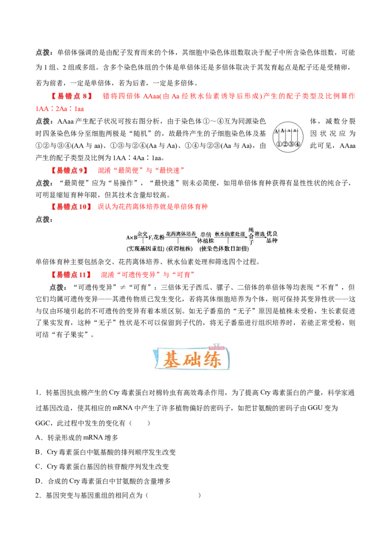 考向14基因突变及其他变异-备战2023年高考生物一轮复习考点微专题（全国通用）（原卷版）_通用版（老高考）复习资料_2023年复习资料_一轮复习