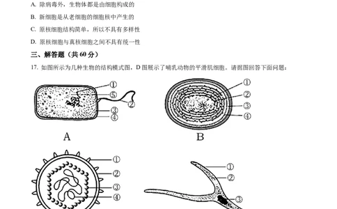 精品解析：江西省上饶市余干县私立蓝天中学2025-2026学年高一上学期9月月考生物试题（原卷版）_2025年10月高一试卷