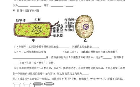 精品解析：江西省上饶市余干县私立蓝天中学2025-2026学年高一上学期9月月考生物试题（原卷版）_2025年10月高一试卷