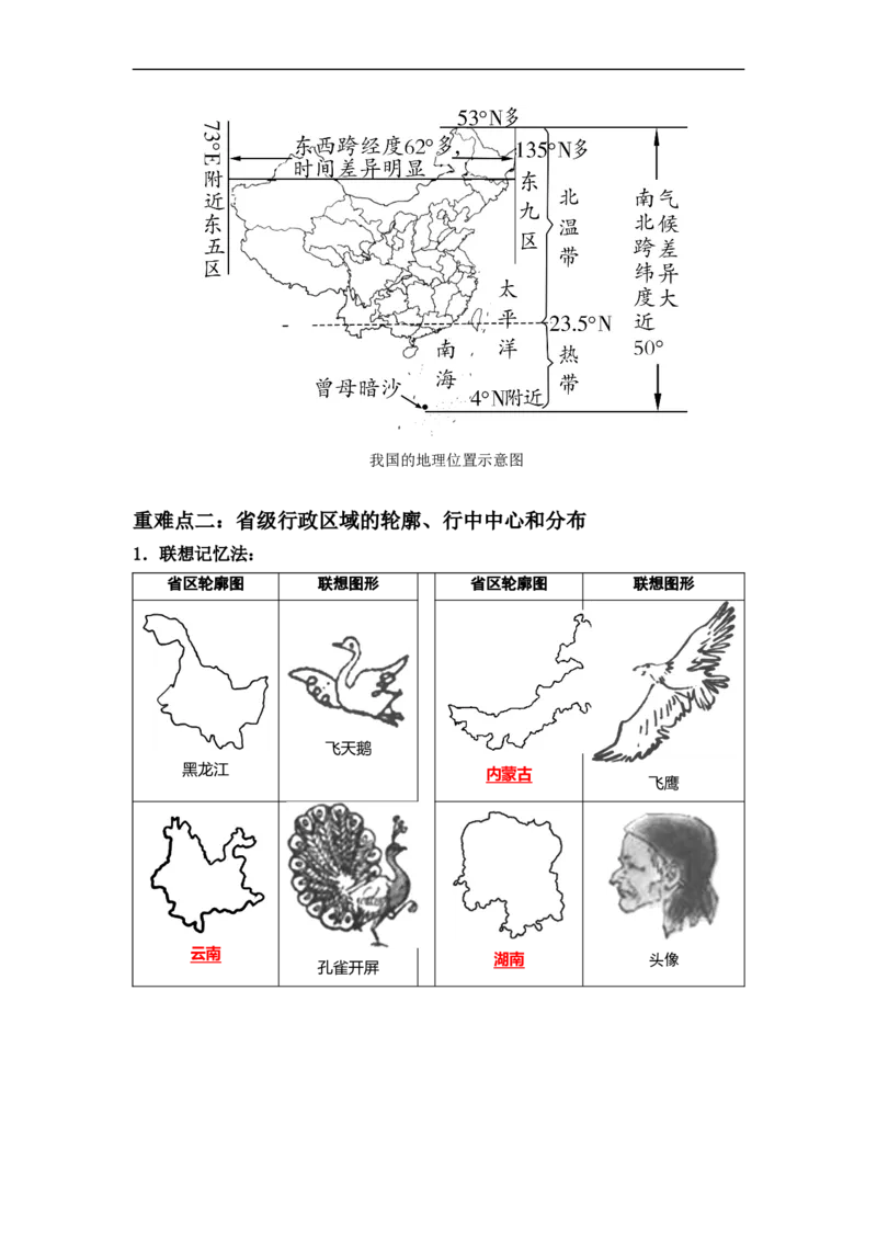专题15中国的疆域和人口（讲义）（解析版）-2023年中考地理一轮复习讲练测_7地理中考复习_2023年中考复习资料_一轮复习_2023年中考地理一轮复习讲练测