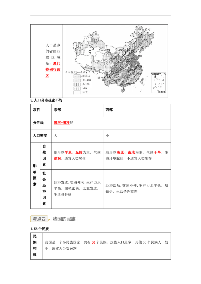 专题15中国的疆域和人口（讲义）（解析版）-2023年中考地理一轮复习讲练测_7地理中考复习_2023年中考复习资料_一轮复习_2023年中考地理一轮复习讲练测