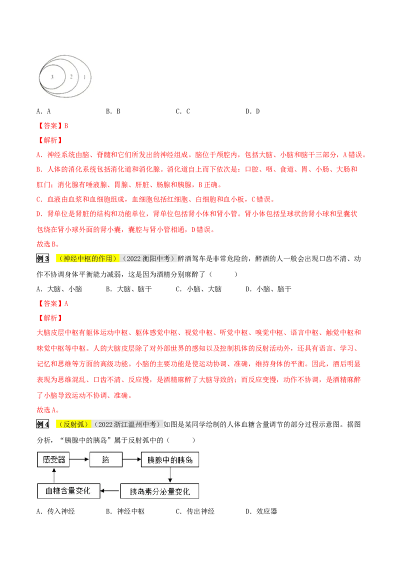 专题15人体生命活动的调节（解析版）_6生物中考复习_2023年中考复习资料_专项复习_2023年中考生物总复习真题探究与变式训练（全国通用）