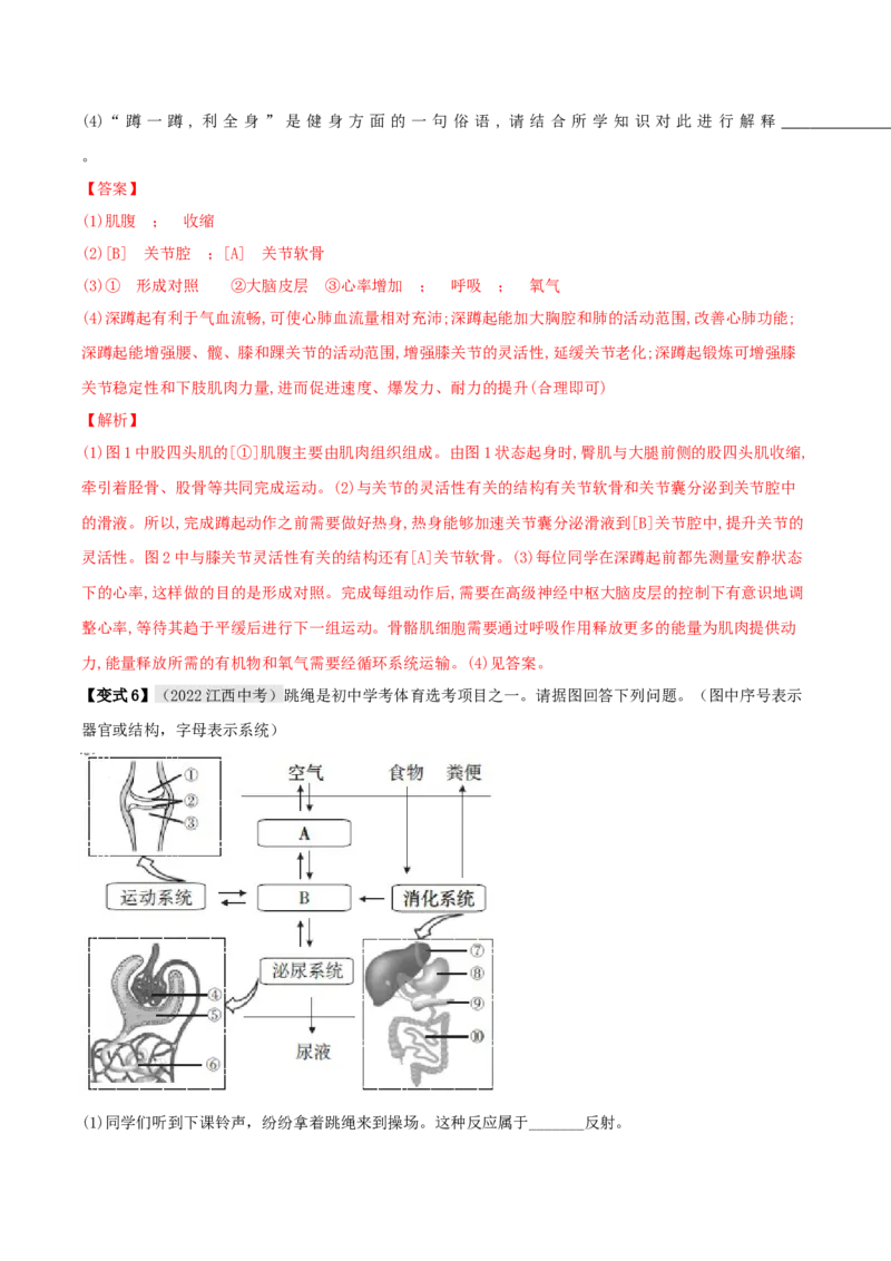 专题15人体生命活动的调节（解析版）_6生物中考复习_2023年中考复习资料_专项复习_2023年中考生物总复习真题探究与变式训练（全国通用）