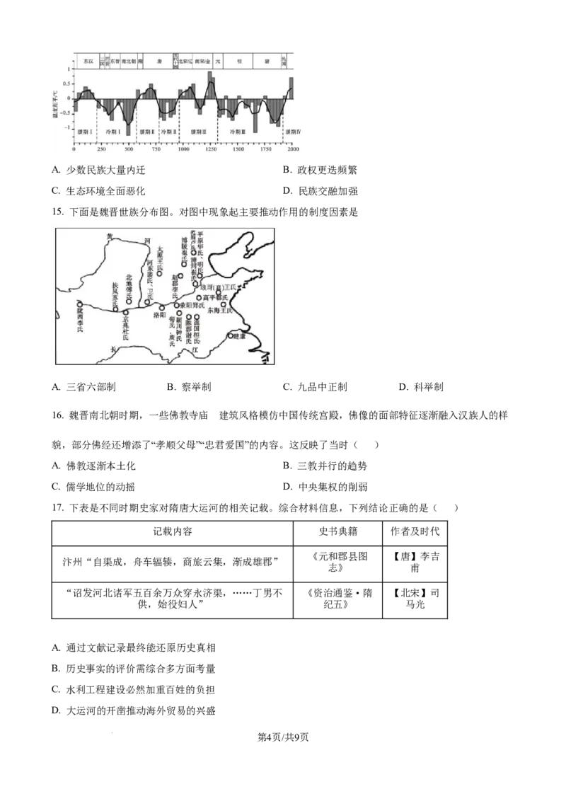 精品解析：河南省郑州市十校联考2025-2026学年高一上学期期中联考历史试题（原卷版）_2025年11月高一试卷_251124河南省郑州市十校联考2025-2026学年高一上学期期中联考（全）