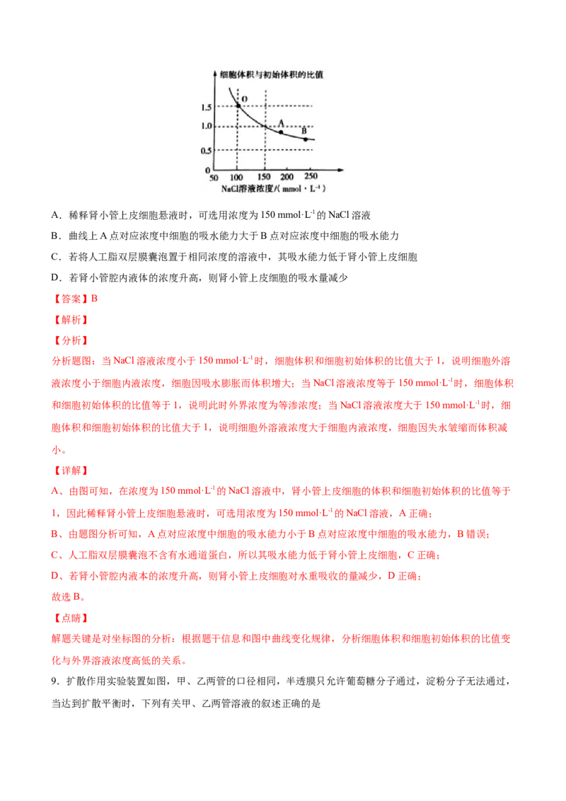 考向03细胞内物质输入和输出-备战2023年高考生物一轮复习考点微专题（全国通用）（解析版）_通用版（老高考）复习资料_2023年复习资料_一轮复习