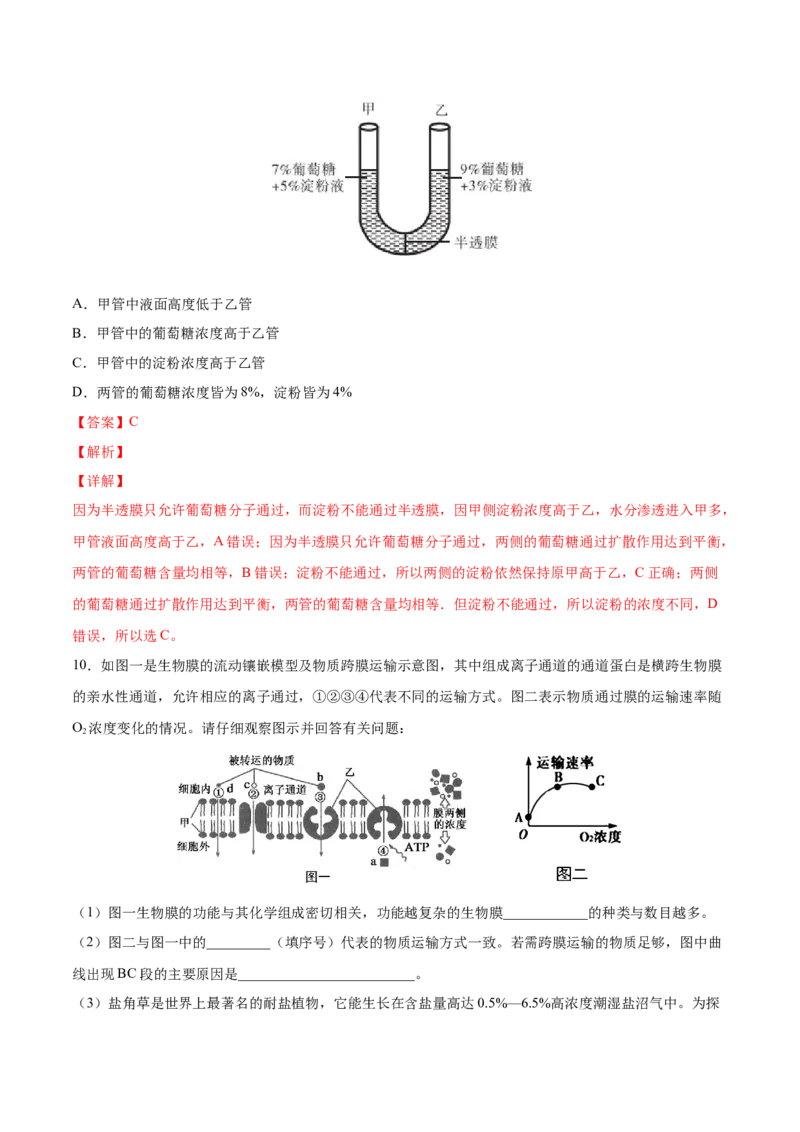 考向03细胞内物质输入和输出-备战2023年高考生物一轮复习考点微专题（全国通用）（解析版）_通用版（老高考）复习资料_2023年复习资料_一轮复习