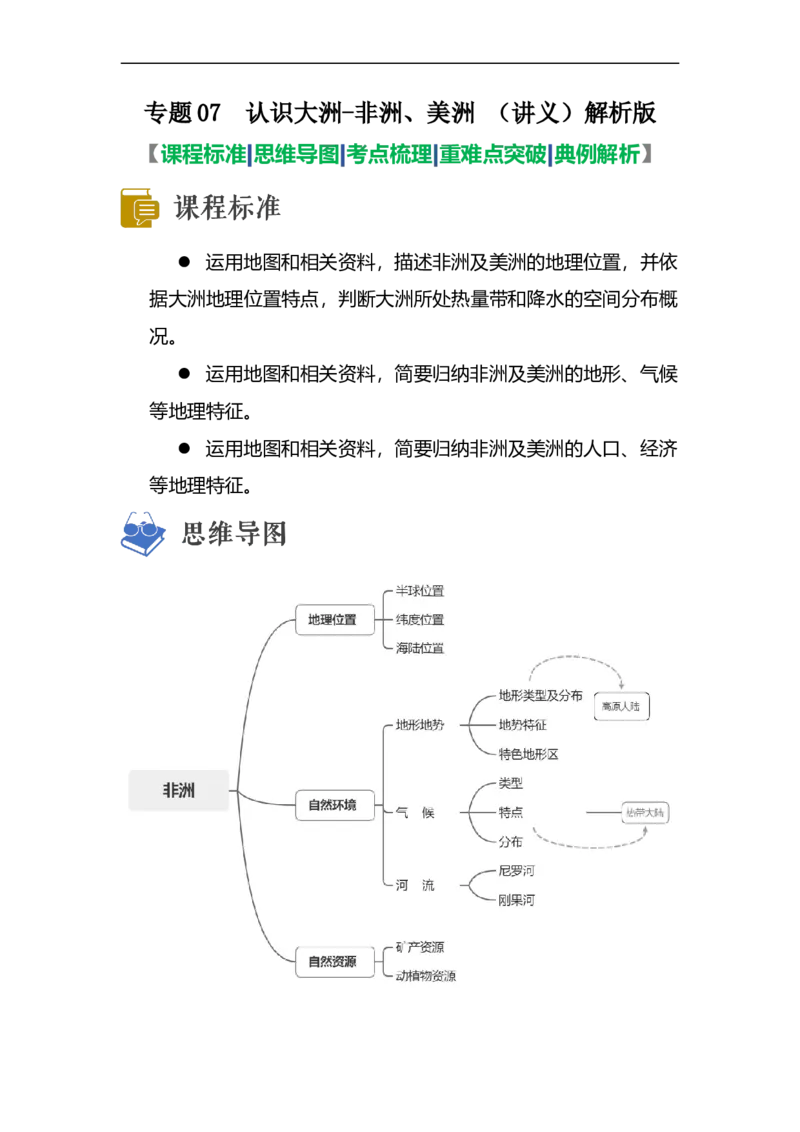 专题07认识大洲-非洲、美洲（讲义）（解析版）-2023年中考地理一轮复习讲练测_7地理中考复习_2023年中考复习资料_一轮复习_2023年中考地理一轮复习讲练测