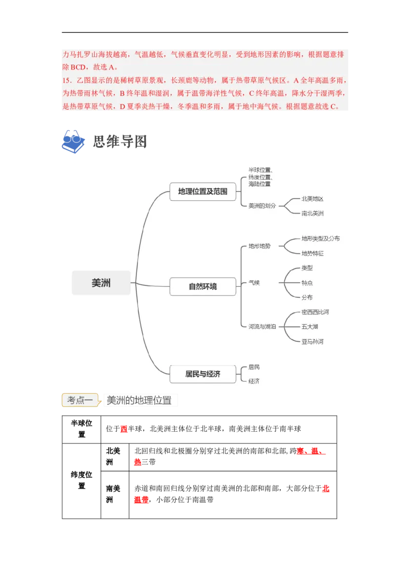 专题07认识大洲-非洲、美洲（讲义）（解析版）-2023年中考地理一轮复习讲练测_7地理中考复习_2023年中考复习资料_一轮复习_2023年中考地理一轮复习讲练测