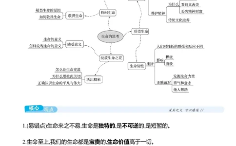 七年级上册第四单元　生命的思考-学生版_9道法中考复习_2026年中考复习（更新中）_2026年中考道德与法治一轮复习学案（含答案）