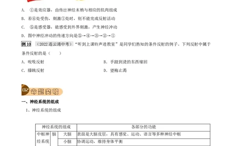 专题15人体生命活动的调节（原卷版）_6生物中考复习_2023年中考复习资料_专项复习_2023年中考生物总复习真题探究与变式训练（全国通用）