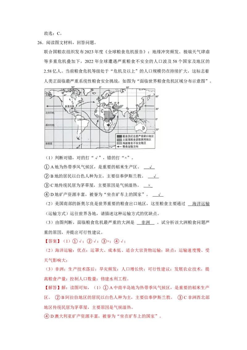 专题11东半球其他的地区和国家（word）2025-2026学年初中地理人教版2024一轮复习学案知识点+习题（解析版)_7地理中考复习_2026年中考复习（更新中）_习题