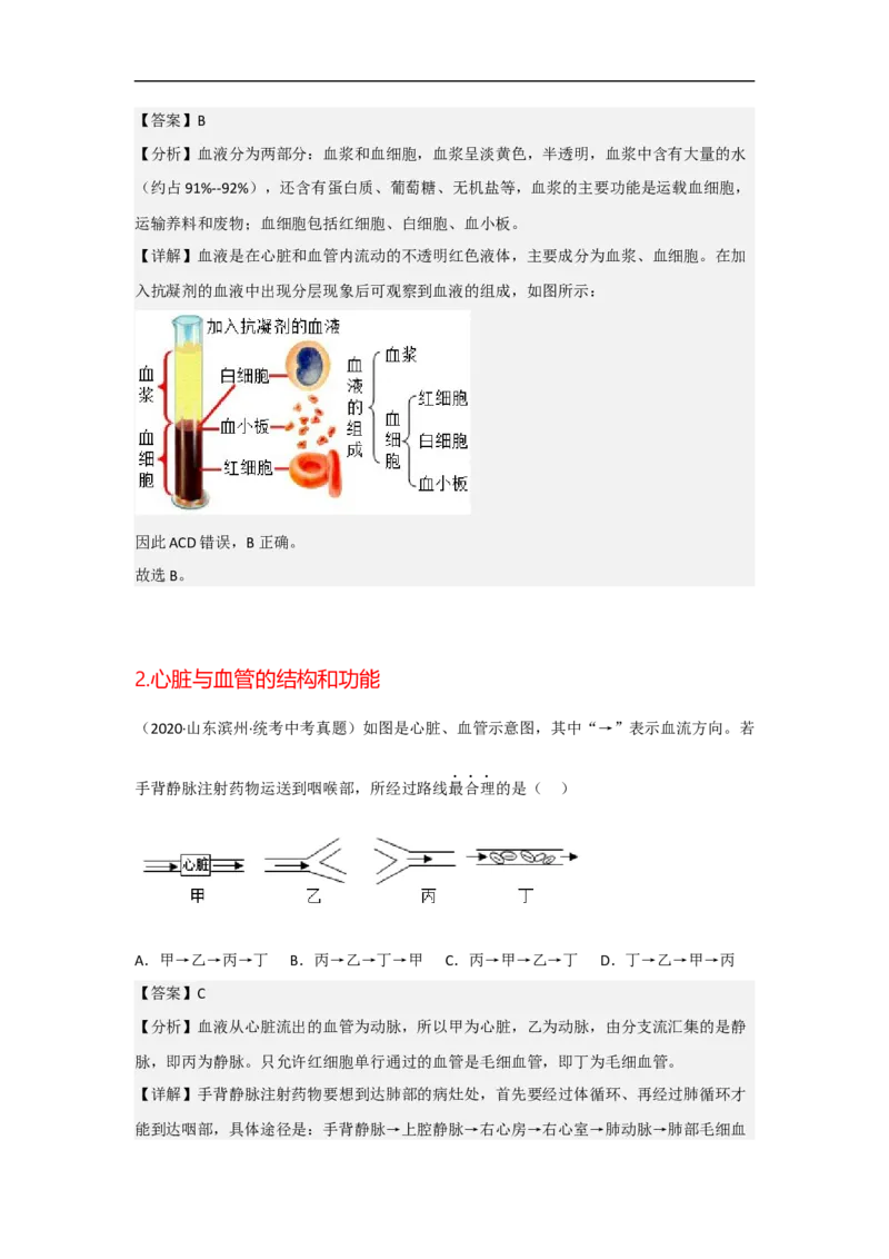 专题09人体内物质的运输-备战2023年中考生物核心考点梳理与必背_6生物中考复习_2023年中考复习资料_专项复习_备战2023年中考生物核心考点梳理与必背