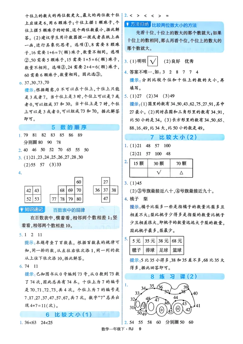 26春一年级下册四星学霸-数学人教-答案与详解_2026春人教数学《四星学霸》_1下数学人教26春四星学霸提高版