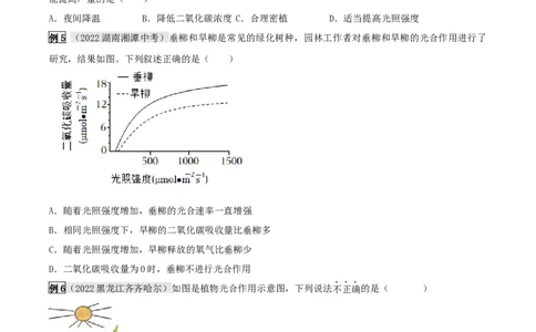 专题10绿色植物与生物圈中的碳&mdash;氧平衡（原卷版）_6生物中考复习_2023年中考复习资料_专项复习_2023年中考生物总复习真题探究与变式训练（全国通用）