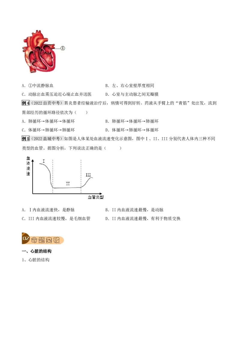 专题12人体内物质的运输（原卷版）_6生物中考复习_2023年中考复习资料_专项复习_2023年中考生物总复习真题探究与变式训练（全国通用）
