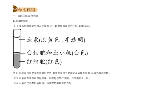 专题12人体内物质的运输（原卷版）_6生物中考复习_2023年中考复习资料_专项复习_2023年中考生物总复习真题探究与变式训练（全国通用）