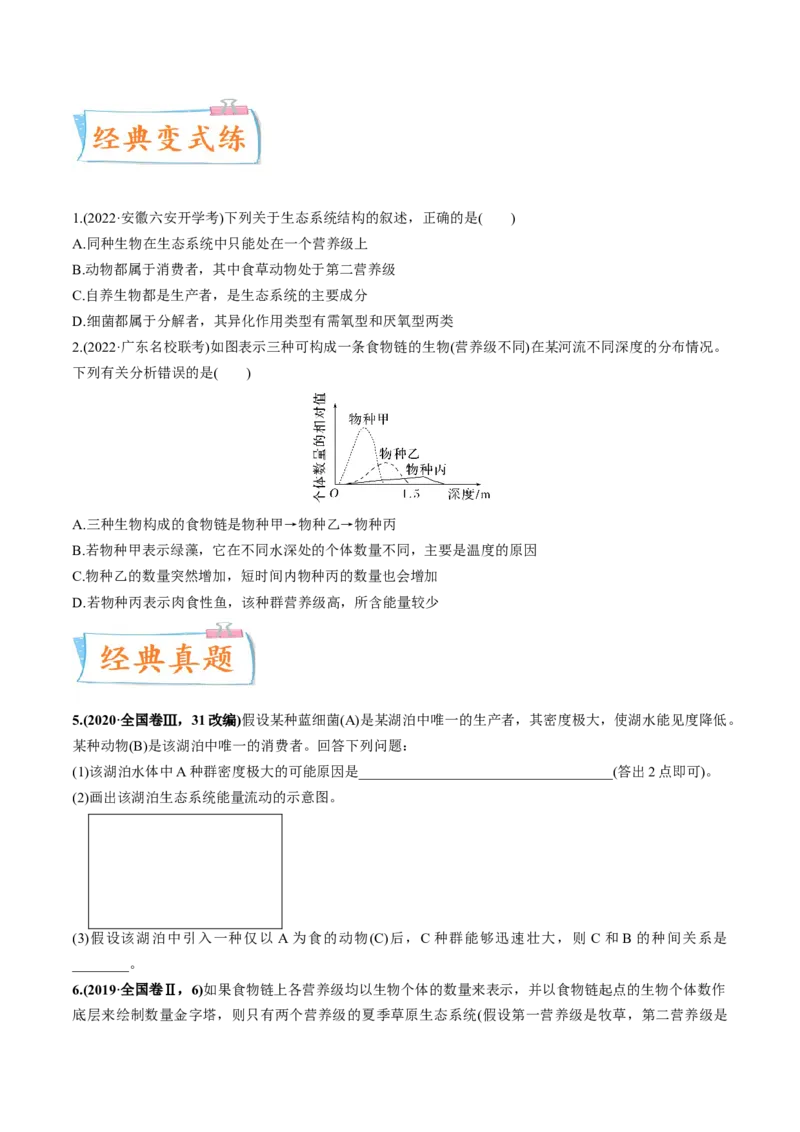 考向23生态系统的结构与能量流动-备战2023年高考生物一轮复习考点微专题（全国通用）（原卷版）(1)_通用版（老高考）复习资料_2023年复习资料_一轮复习