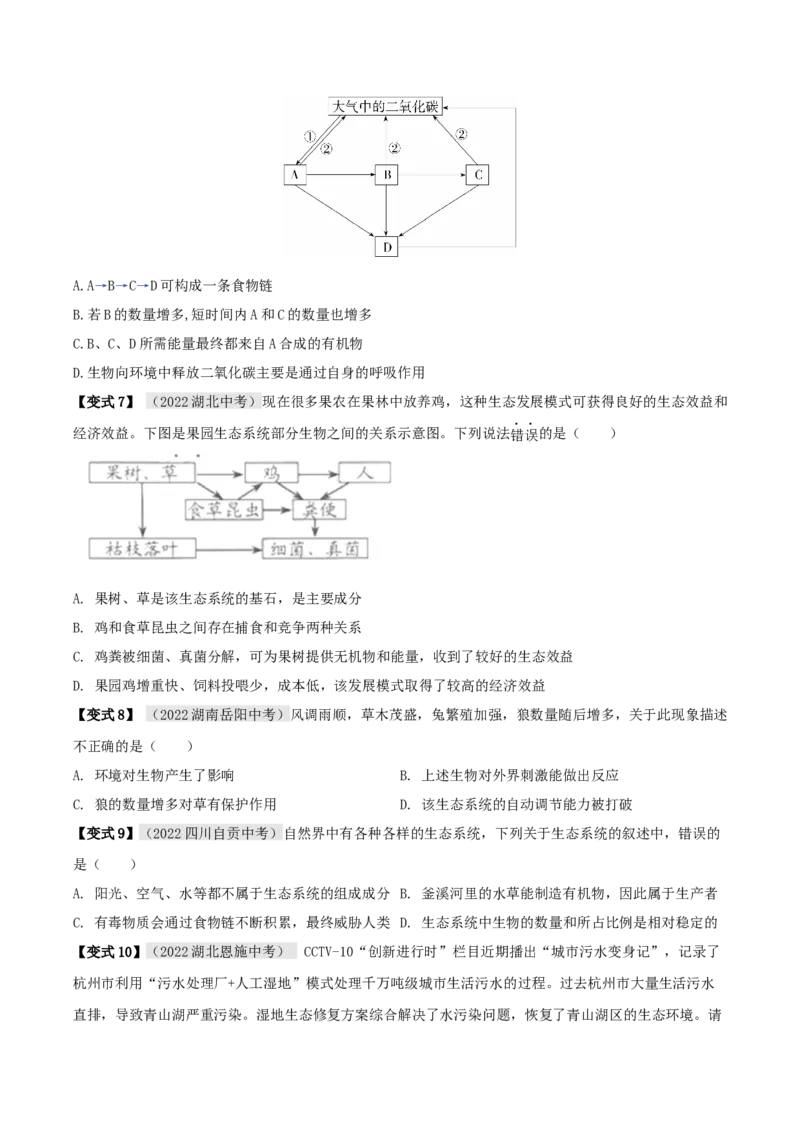 专题07生物与环境（原卷版）_6生物中考复习_2023年中考复习资料_专项复习_2023年中考生物总复习真题探究与变式训练（全国通用）