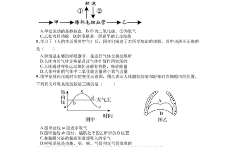 专题13人体的呼吸（原卷版）_6生物中考复习_2024年中考复习资料_一轮复习资料_完精准复习课件精讲ppt+习题精练备战2024年中考生物一轮复习全考点通关_配套练习