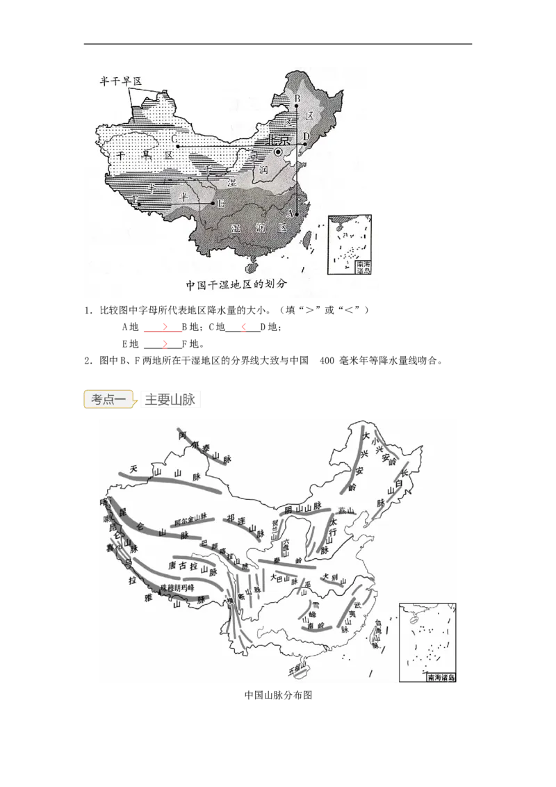 专题16地形、地势和气候（讲义）（解析版）-2023年中考地理一轮复习讲练测_7地理中考复习_2023年中考复习资料_一轮复习_2023年中考地理一轮复习讲练测