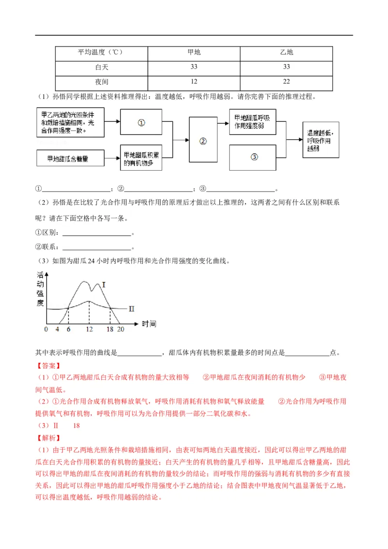 专题08绿色植物的呼吸作用（解析版）_6生物中考复习_2023年中考复习资料_一轮复习_2023年中考生物一轮复习讲练测_专题08绿色植物的呼吸作用（专题精练）-2023年中考生物一轮复习讲练测