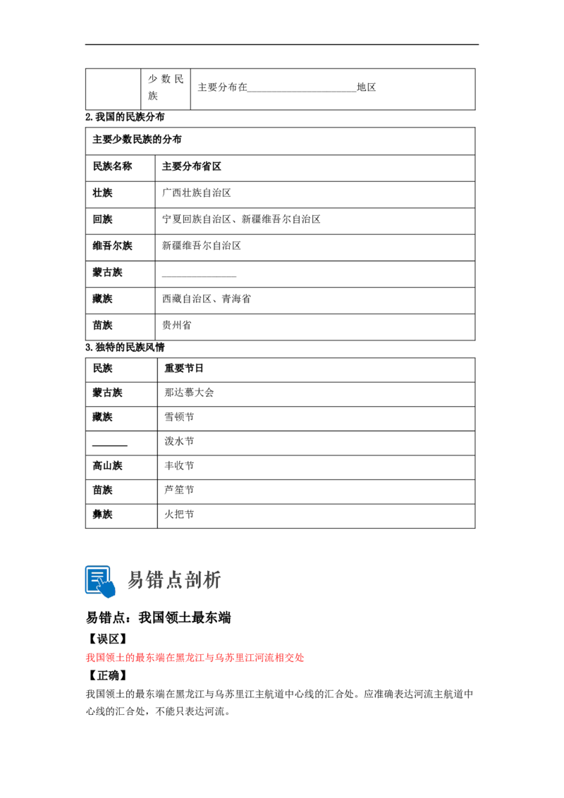 专题15中国的疆域和人口（讲义）（原卷版）-2023年中考地理一轮复习讲练测_7地理中考复习_2023年中考复习资料_一轮复习_2023年中考地理一轮复习讲练测