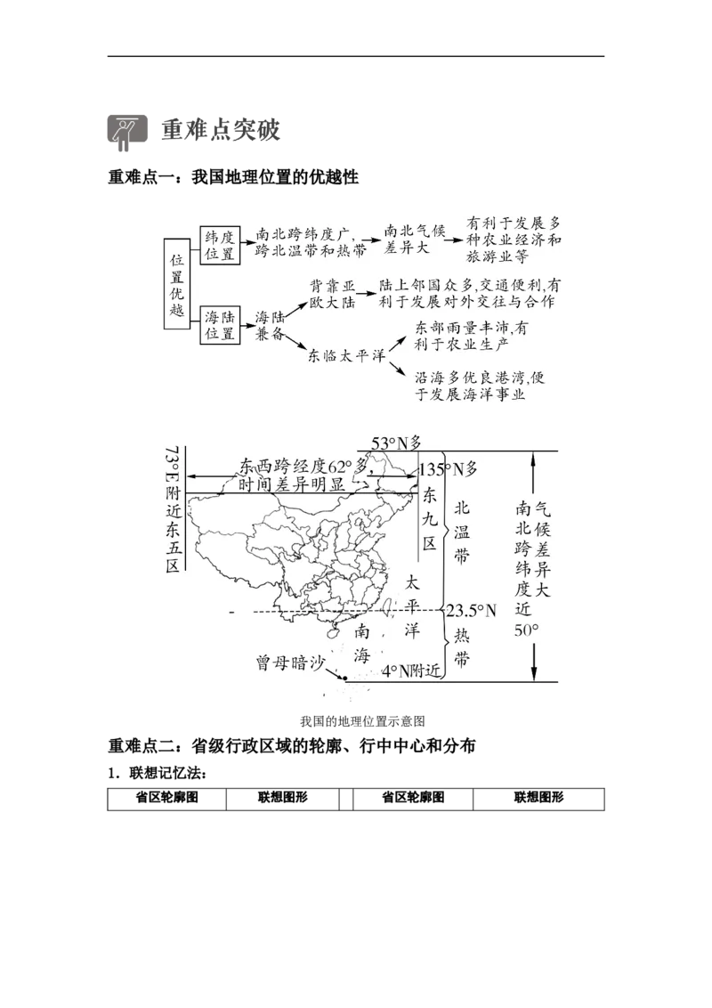 专题15中国的疆域和人口（讲义）（原卷版）-2023年中考地理一轮复习讲练测_7地理中考复习_2023年中考复习资料_一轮复习_2023年中考地理一轮复习讲练测