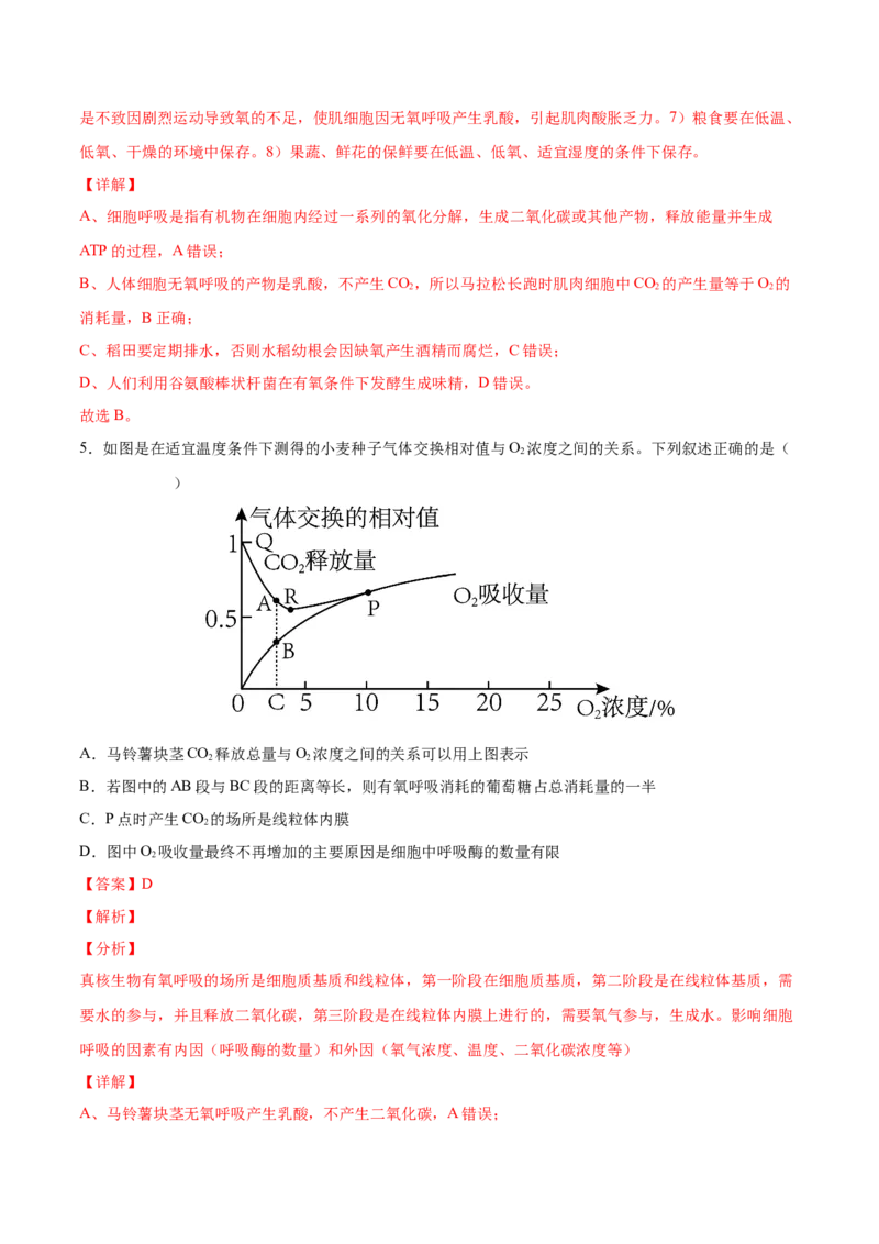 考向05细胞呼吸-备战2023年高考生物一轮复习考点微专题（全国通用）（解析版）_通用版（老高考）复习资料_2023年复习资料_一轮复习_备战2023年高考生物一轮复习考点微专题（全国通用）