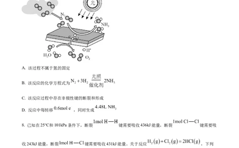 精品解析：广东省湛江市2024-2025学年高一下学期4月期中考试化学试题（学生版）_2026年04月高一试卷_260427广东省湛江市2024-2025学年高一下学期期中考试