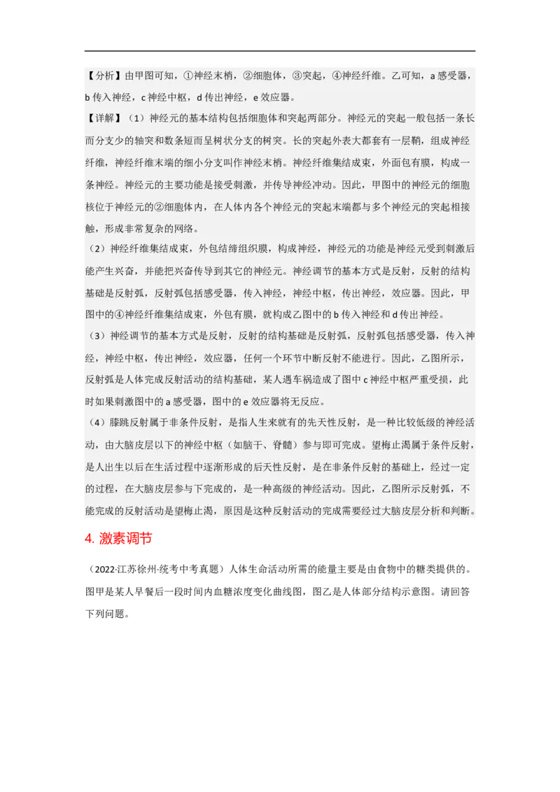 专题11人体生命活动的调节与人类活动对生物圈的影响-备战2023年中考生物核心考点梳理与必背_6生物中考复习_2023年中考复习资料_专项复习_备战2023年中考生物核心考点梳理与必背
