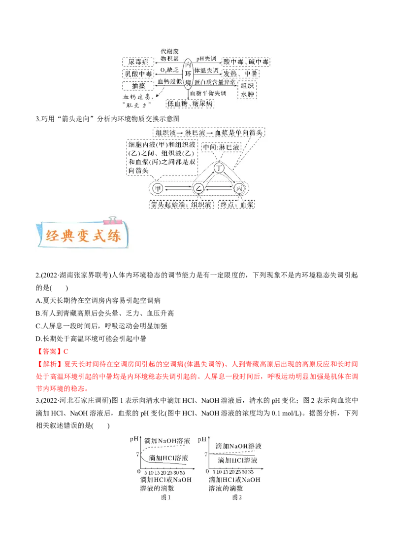考向16人体内环境稳态及实例-备战2023年高考生物一轮复习考点微专题（全国通用）（解析版）_通用版（老高考）复习资料_2023年复习资料_一轮复习