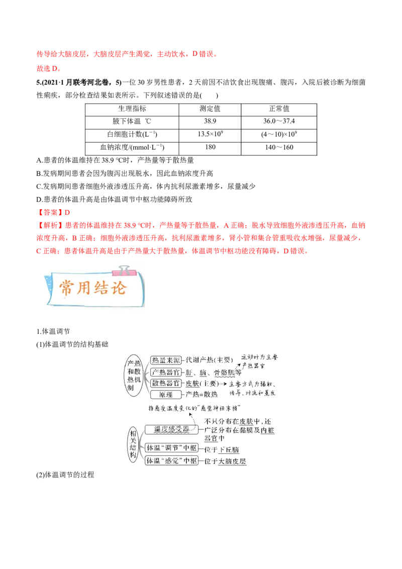 考向16人体内环境稳态及实例-备战2023年高考生物一轮复习考点微专题（全国通用）（解析版）_通用版（老高考）复习资料_2023年复习资料_一轮复习