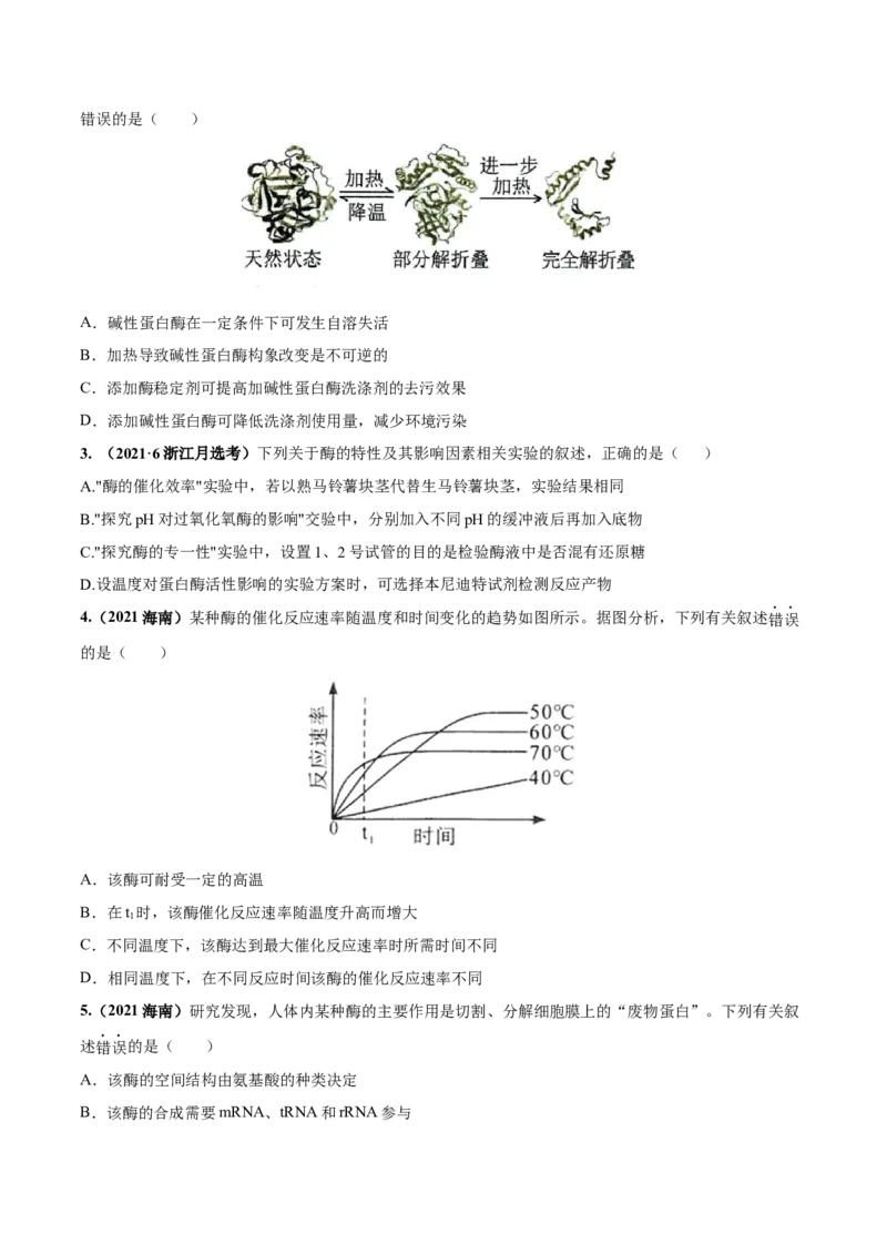 考向04ATP和酶-备战2023年高考生物一轮复习考点微专题（全国通用）（原卷版）(1)_通用版（老高考）复习资料_2023年复习资料_一轮复习_备战2023年高考生物一轮复习考点微专题（全国通用）