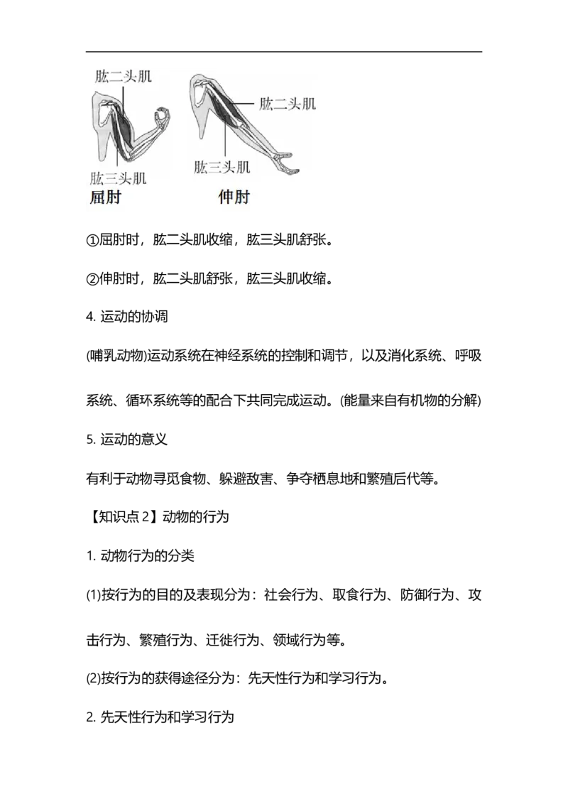 专题13动物的运动和行为-备战2023年中考生物核心考点梳理与必背_6生物中考复习_2023年中考复习资料_专项复习_备战2023年中考生物核心考点梳理与必背