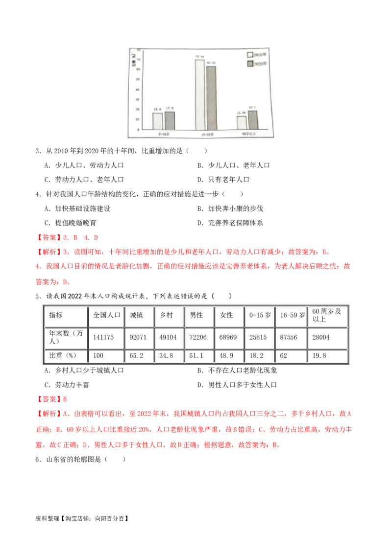 专题12中国的疆域和人口（解析版）_7地理中考复习_2024年中考复习资料_一轮复习资料_完一轮通关备战2024年中考地理一轮复习真题通关练_答案解析版