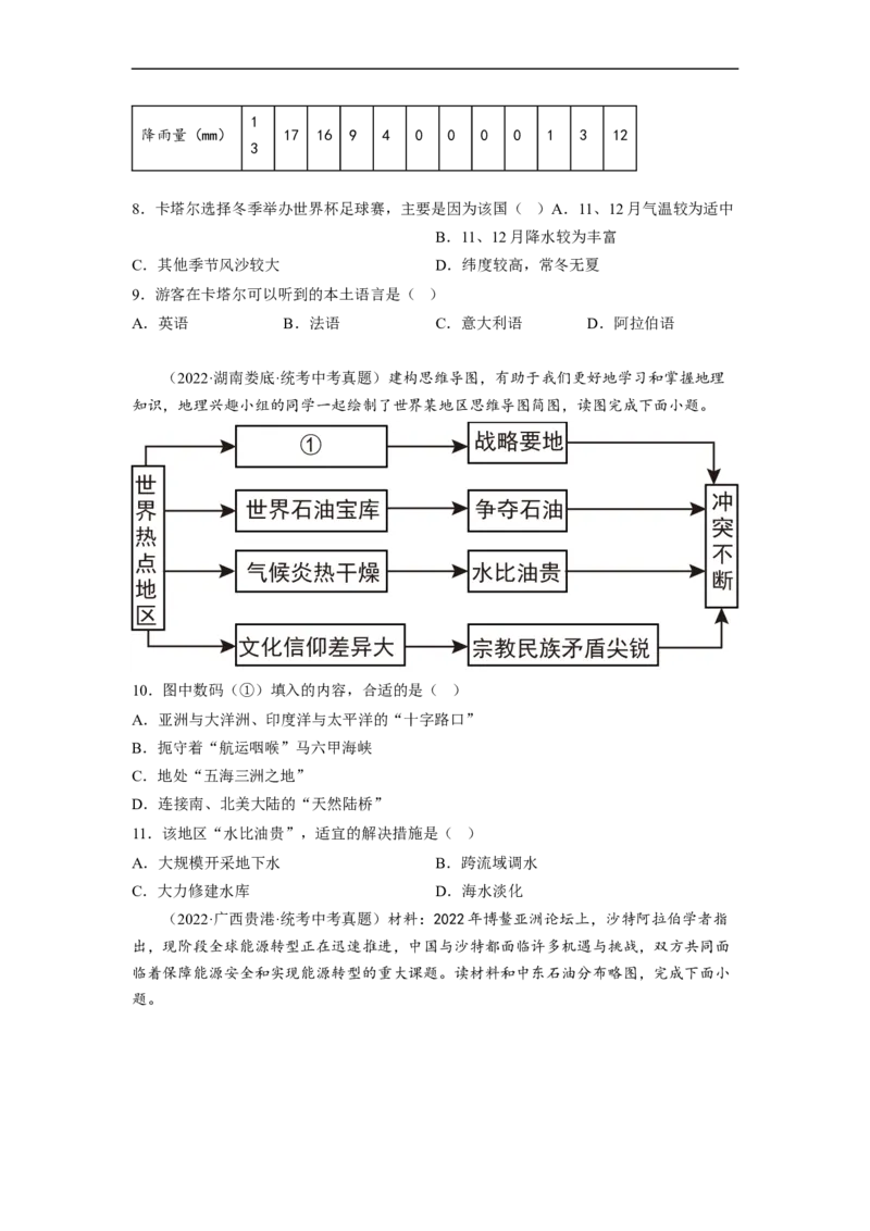 专题09了解区域-中东地区、欧洲西部（讲义）（原卷版）-2023年中考地理一轮复习讲练测_7地理中考复习_2023年中考复习资料_一轮复习_2023年中考地理一轮复习讲练测