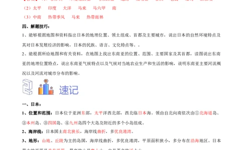 专题09日本和东南亚-备战2024年中考地理识图速记手册与变式演练（全国通用）（解析版）_7地理中考复习_2024年中考复习资料_专项复习资料_答案解析版