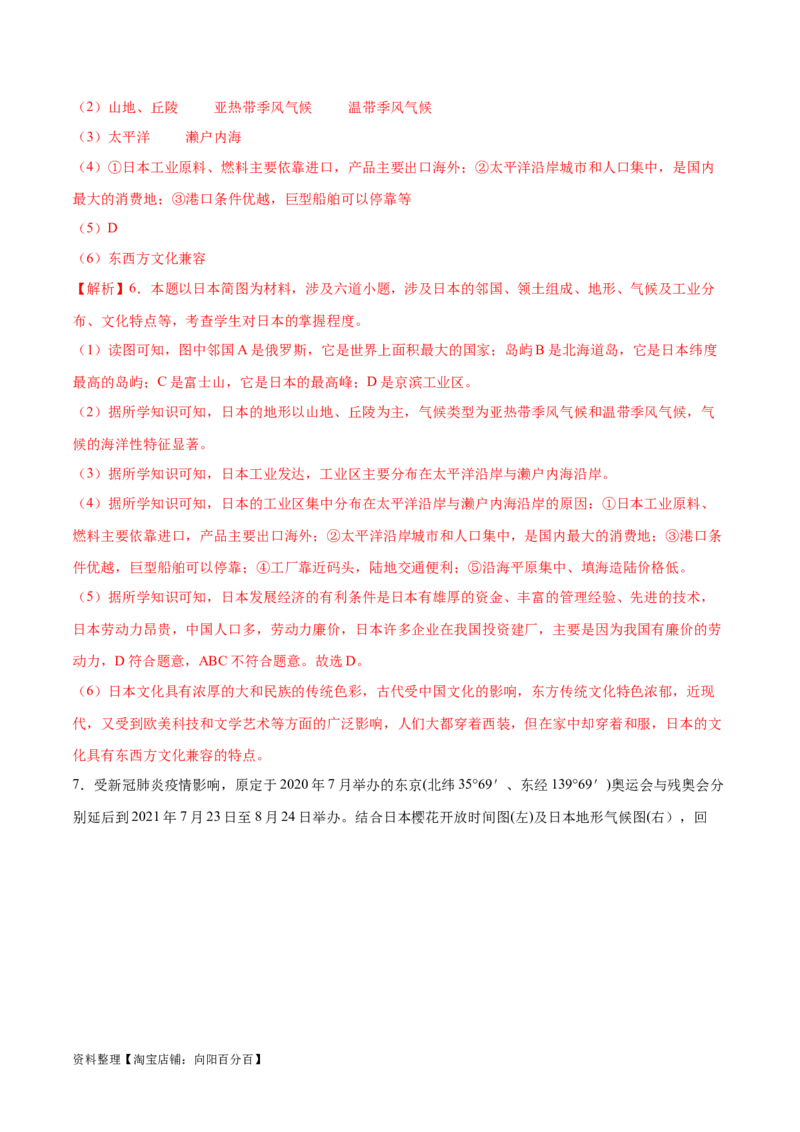 专题09日本和东南亚-备战2024年中考地理识图速记手册与变式演练（全国通用）（解析版）_7地理中考复习_2024年中考复习资料_专项复习资料_答案解析版