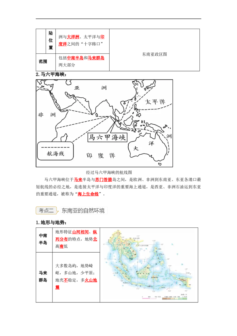 专题08了解区域-东南亚、南亚（讲义）（解析版）-2023年中考地理一轮复习讲练测_7地理中考复习_2023年中考复习资料_一轮复习_2023年中考地理一轮复习讲练测