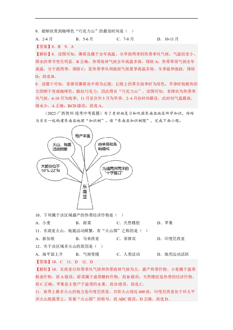 专题08了解区域-东南亚、南亚（讲义）（解析版）-2023年中考地理一轮复习讲练测_7地理中考复习_2023年中考复习资料_一轮复习_2023年中考地理一轮复习讲练测