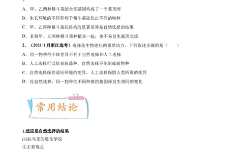 考向15生物的进化-备战2023年高考生物一轮复习考点微专题（全国通用）（原卷版）_通用版（老高考）复习资料_2023年复习资料_一轮复习