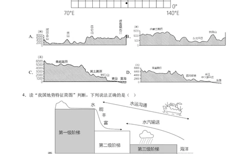 专题18中国的地势、地形和气候（梯级进阶练）（原卷版）_7地理中考复习_2024年中考复习资料_一轮复习资料_❤2024年中考地理一轮复习讲练测（全国通用）_配套练习