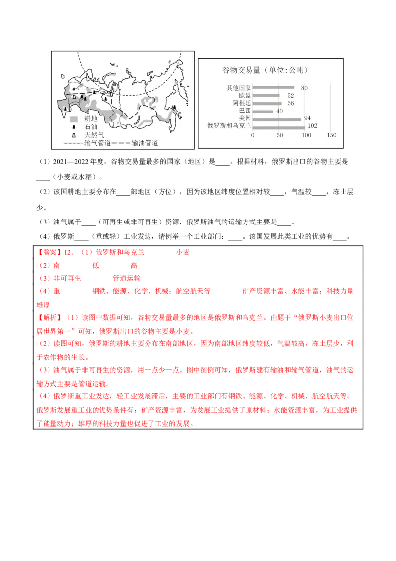 专题08我们邻近的地区和国家-2023年中考地理总复习真题探究与变式训练（全国通用）（解析版）_7地理中考复习_2023年中考复习资料_专项复习