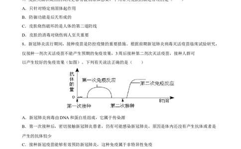 专题15健康地生活（习题精练）-省心备考2024年中考生物一轮复习精讲精练（全国通用）（原卷版）_6生物中考复习_2024年中考复习资料_一轮复习资料_配套练习（原卷版+解析版）