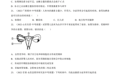 专题11人体生命活动的调节（习题帮）（原卷版）_6生物中考复习_2023年中考复习资料_一轮复习_备战2023年中考生物一轮复习考点帮（全国通用）288506454
