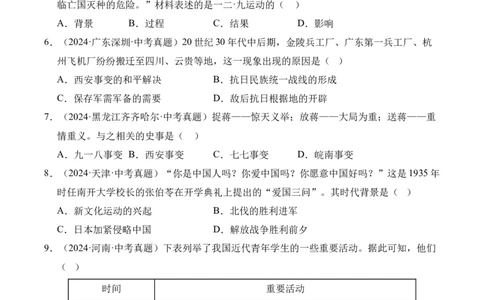 专题13中华民族的抗日战争&middot;选择题（全国通用）（原卷版）_8历史中考复习_2026年中考复习（更新中）_好题汇编三年（2023-2025）中考历史真题分类汇编（全国通用）