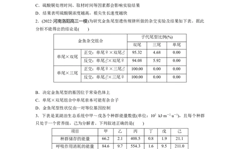 考前特训　专项一(三)表格分析类_通用版（老高考）复习资料_2023年复习资料_二轮复习_2023年高考生物二轮复习讲义+课件（全国版）_2023年高考生物二轮复习讲义（全国版）_学生版