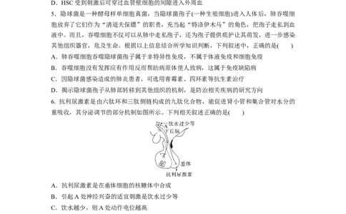 考前特训　专项二(六)个体稳态与调节_通用版（老高考）复习资料_2023年复习资料_二轮复习_2023年高考生物二轮复习讲义+课件（全国版）_2023年高考生物二轮复习讲义（全国版）_学生版