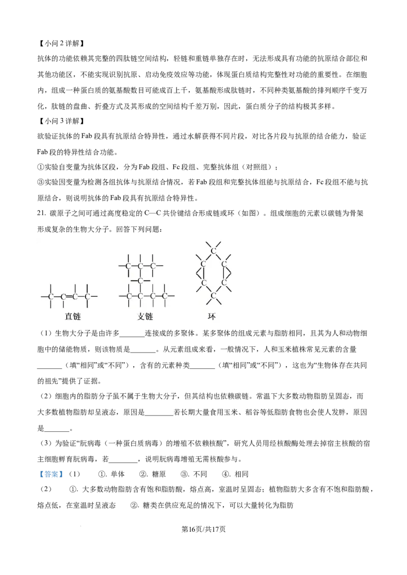 精品解析：河南省TOP二十校205&mdash;2026学年高一上学期10月联考生物试题（解析版）_2025年10月高一试卷_251025河南省TOP二十名校2025-2026学年高一上学期10月调研考试（全）