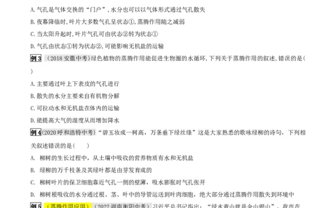 专题09绿色植物与生物圈的水循环（原卷版）_6生物中考复习_2023年中考复习资料_专项复习_2023年中考生物总复习真题探究与变式训练（全国通用）